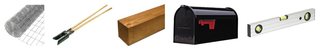 Shovel wire cutters level fence post mail box